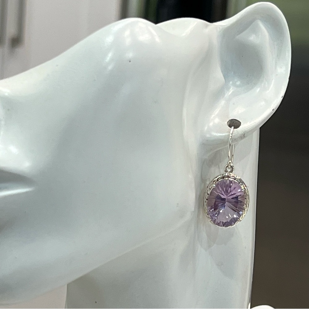 Rose de France Amethyst Sterling Silver Dangle Earrings - Picture 2 of 8